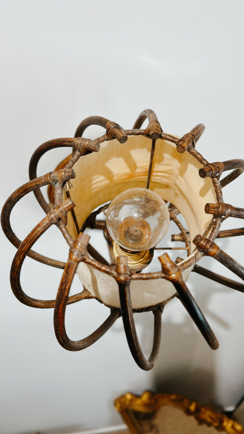 Pair apply vintage rattan