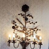 Large varnished metal wall light