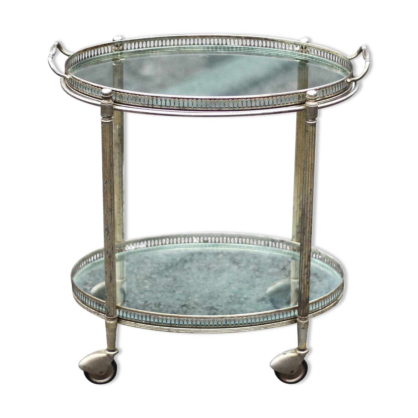 Vintage serving trolley, living room furniture, oval serving trolley, occasional furniture, shelf, bar on wheels