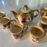 Vintage earthenware teapot and cup set