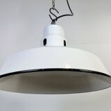 Industrial White Enamel Factory Pendant Lamp from Abolite, 1960s