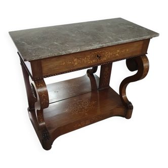 Trumeau / table d'appoint français des années 1830 avec marqueterie de bois