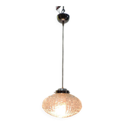 1970s vintage cut glass suspension – retro design ball lamp – L