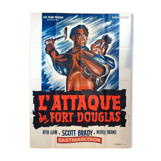 Affiche vintage western L'ATTAQUE DE FORT DOUGLAS