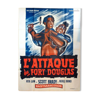 Vintage western poster THE ATTACK ON FORT DOUGLAS