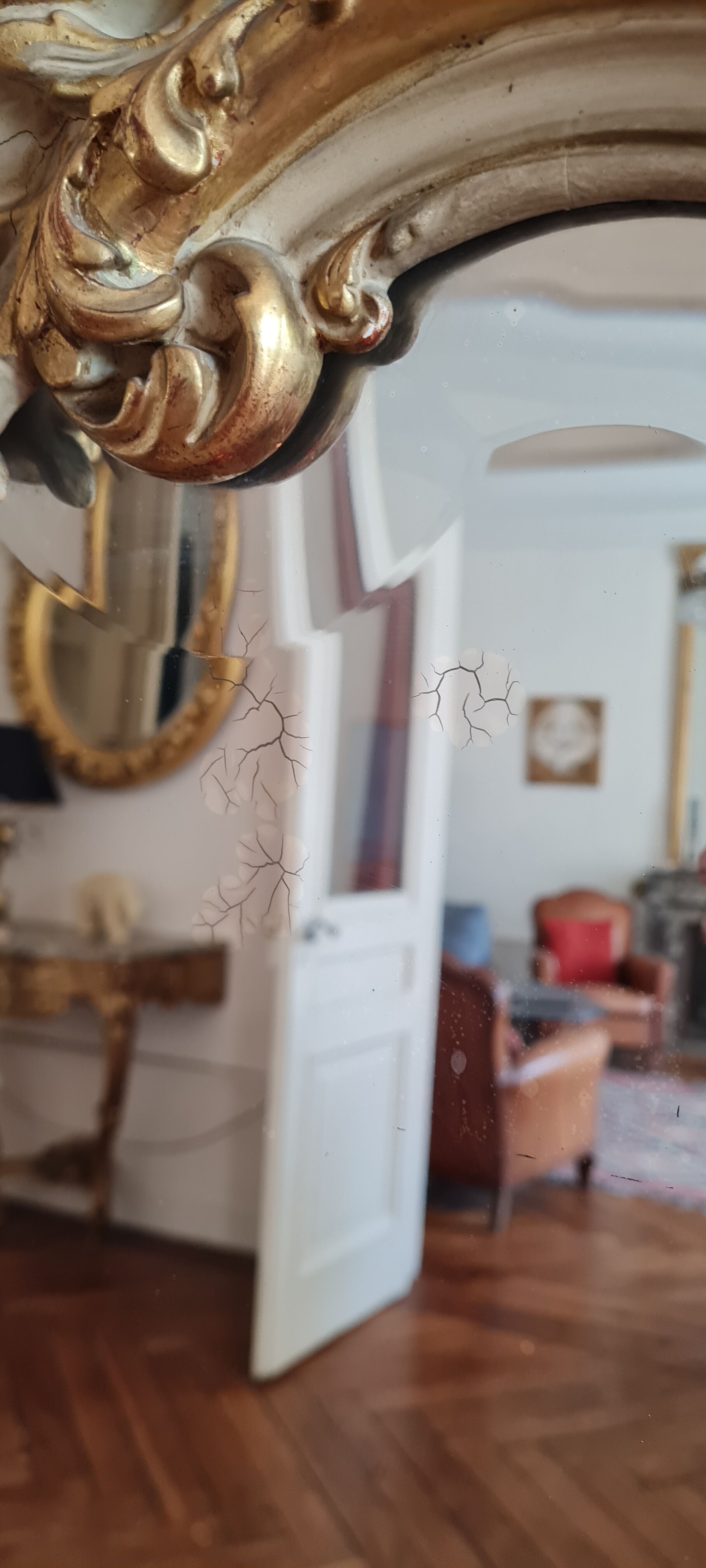 Mirror trumeau gilded wood and patinated XIX century