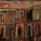 Oil on canvas "Funerals in Syracuse" by Ferruccio Ferri - Exhibition Gulf of La Spezia, 1940s