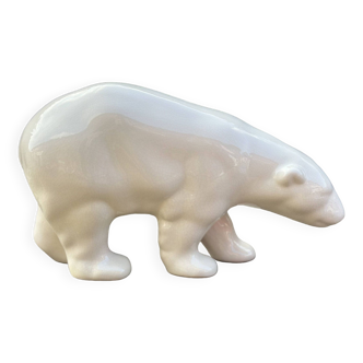 White bear in cracked ceramic Art Deco style