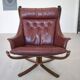 Chaises Falcon à ailes et dossier haut en cuir Sigurd Resell vintage rétro