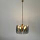 Grey glass chandelier with a brass body, 1960, Italy