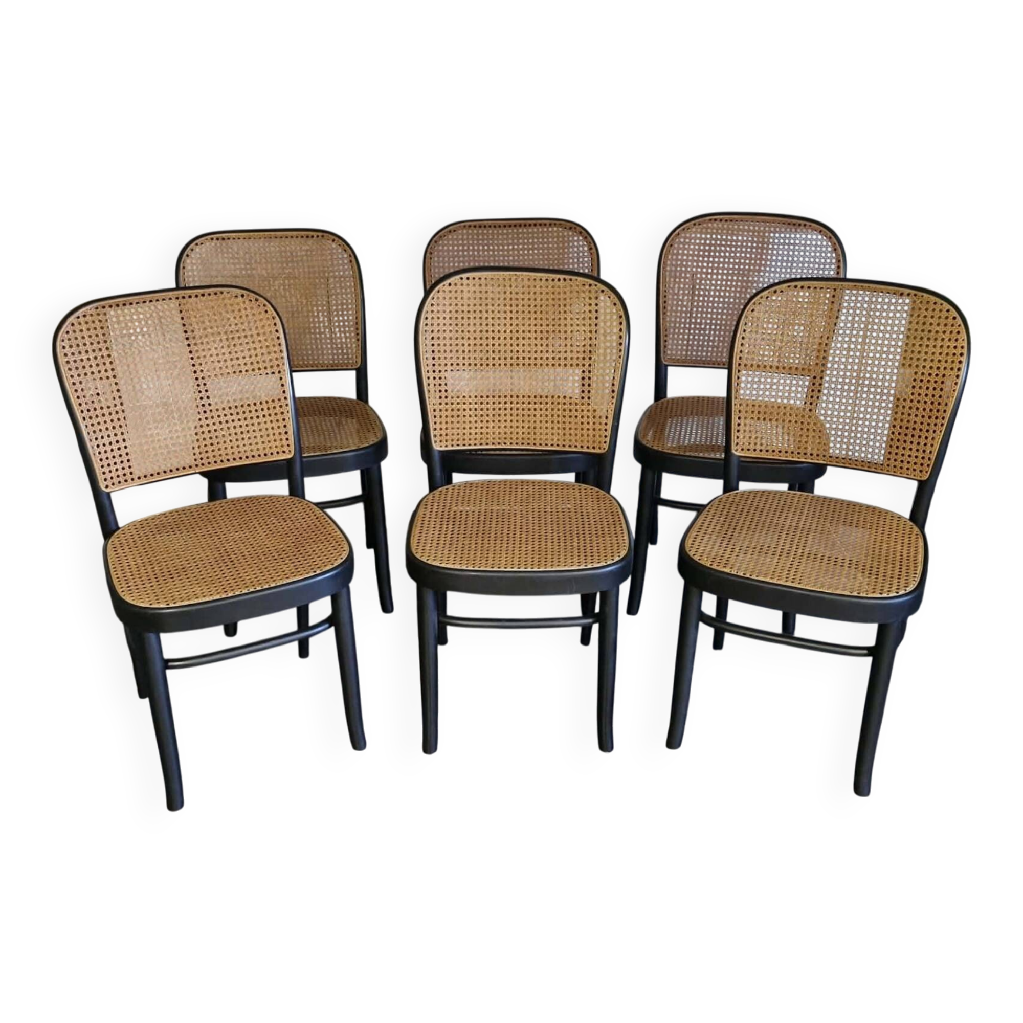Lot de 6 chaises n°811 d’après Hoffmann, années 1990