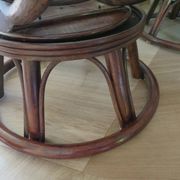 Vintage set of 2 swivel chairs in bamboo and rattan - Papasan shape