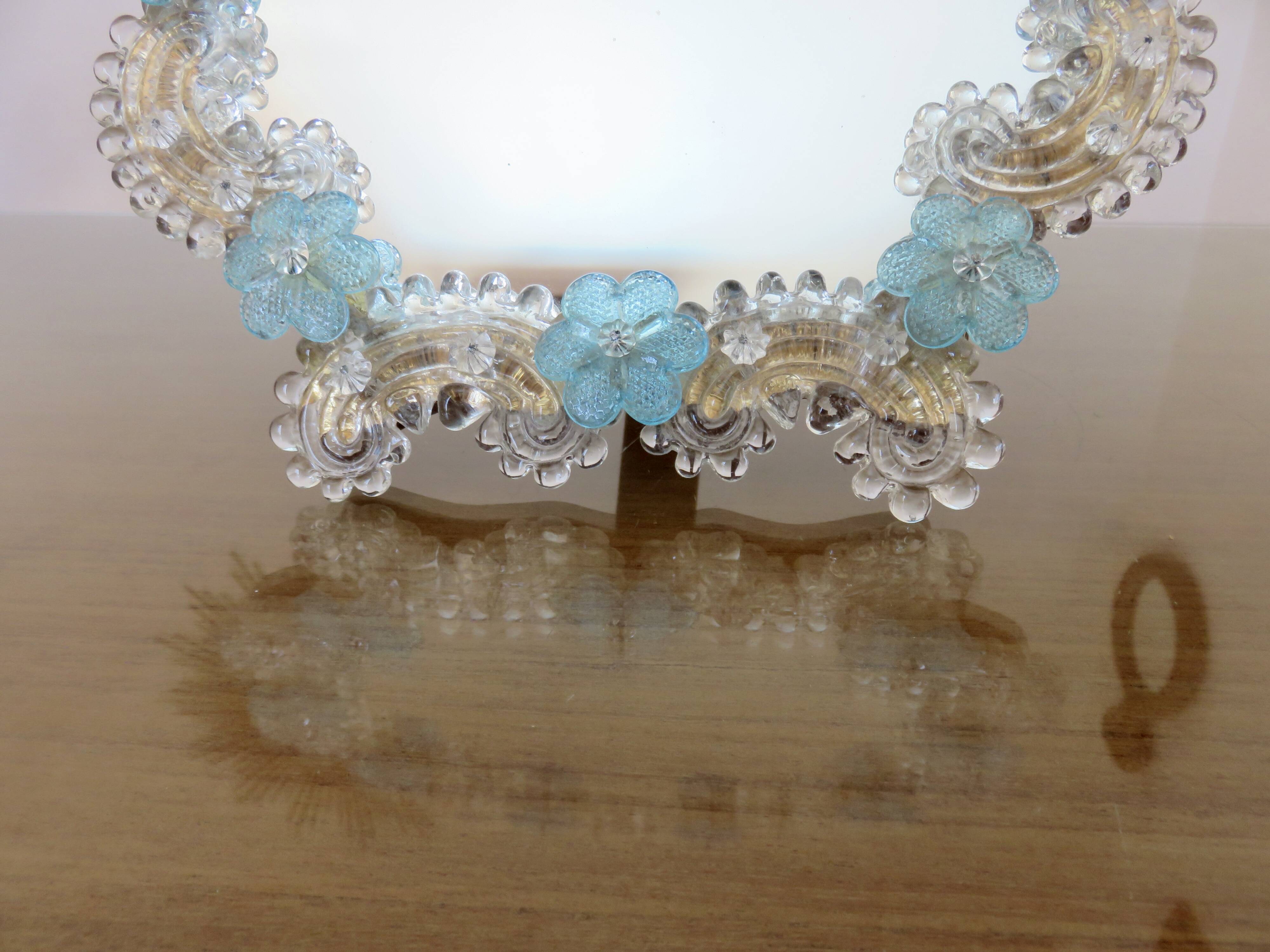 Venetian mirror made of Murano glass, for standing or hanging, 1950.