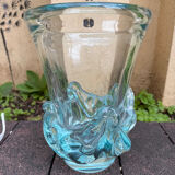 Large Daum Nancy vase Lorraine cross blue Sorcy model 1930