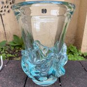 Large Daum Nancy vase Lorraine cross blue Sorcy model 1930