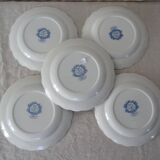 5 flat plates Ridgway Staffordshire Windsor blue bird flower