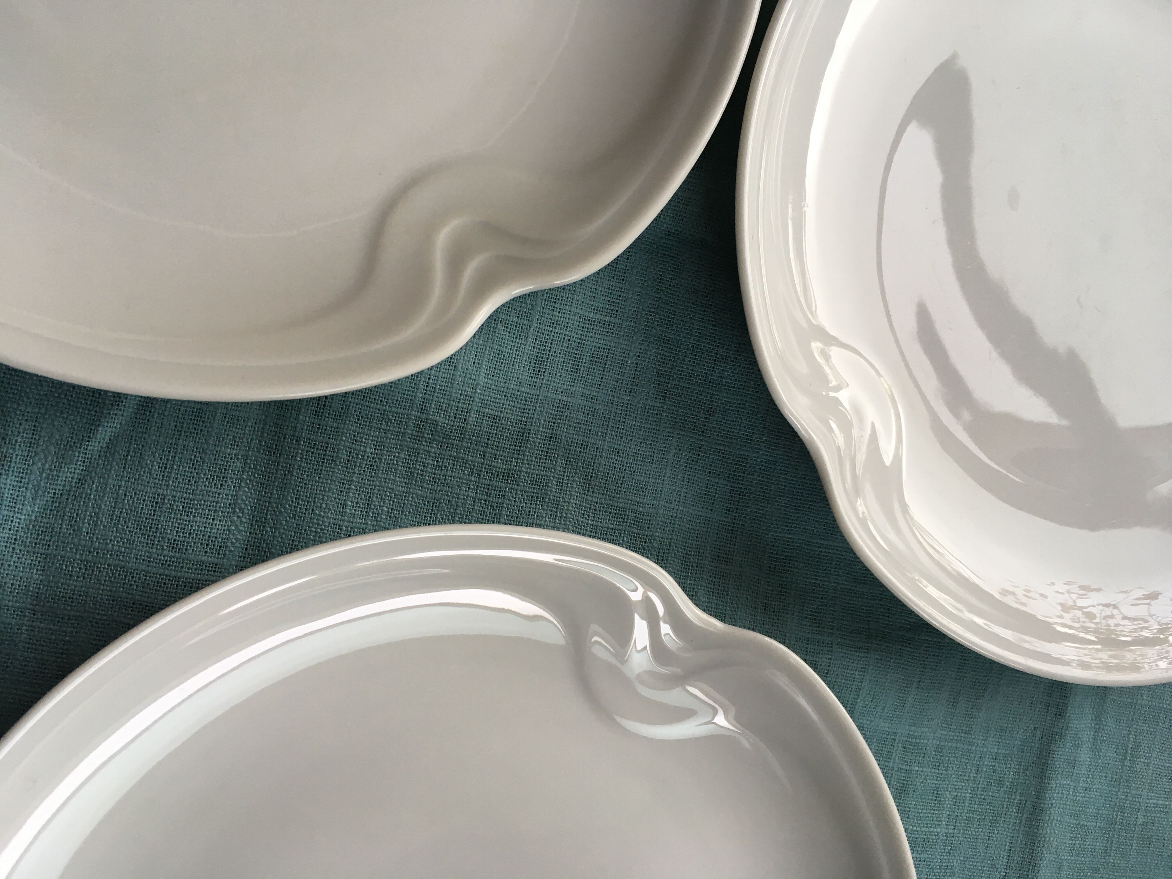 3 white porcelain dessert or serving plates