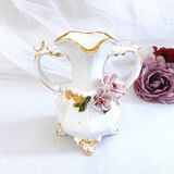 Amphora-shaped earthenware vase with floral slip BASSANO Italy