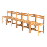 Suite of six solid beech chairs designed by André Sornay - France, 1960