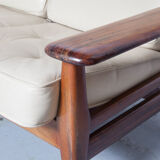 Brazilian modernist sofa cream leather Jean Gillon