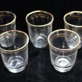 Ensemble 5 verres à liqueur avec filets dorés - Art Déco 1940 certifié