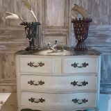 19th century curved chest of drawers with re-engraving