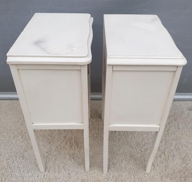 Pair of white vintage bedside tables