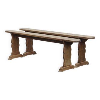 Ensemble de 2 bancs de salle à manger/d'entrée anciens français