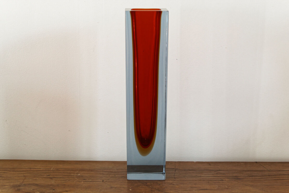 Vintage glass vase by Murano Sommerso by Flavio Poli - 1960