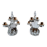 Paire de chandeliers cristal Schneider 1950