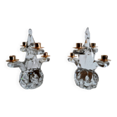 Paire de chandeliers cristal Schneider 1950