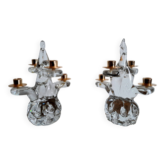 Paire de chandeliers cristal Schneider 1950