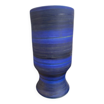 Georges Cueille Blue Vase with Rotating Decor