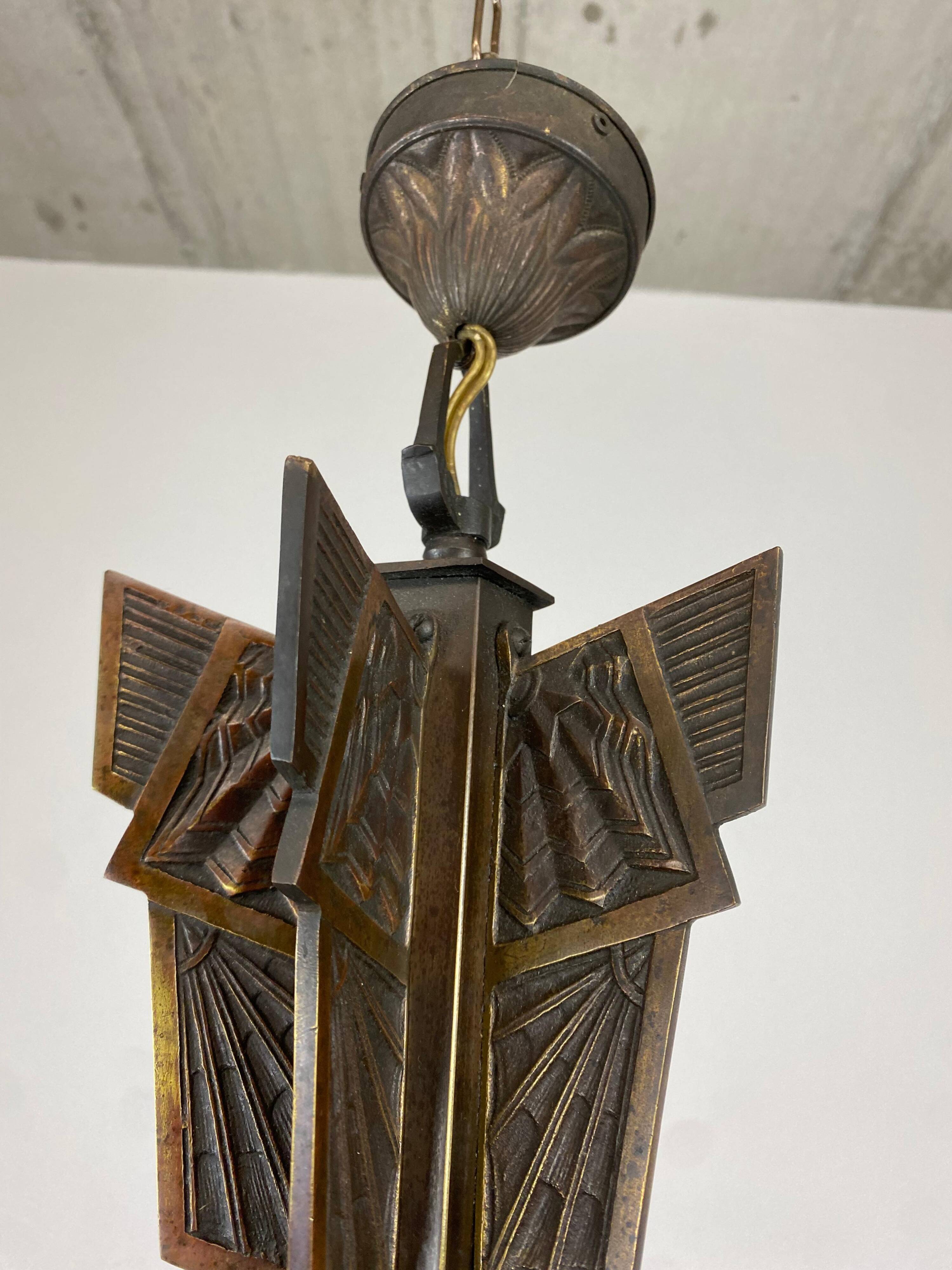 Art Deco bronze pendant lamp