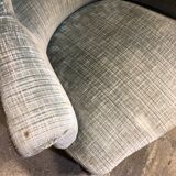 Fauteuil crapaud ancien vert d’eau