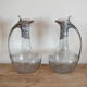 Pair of Gallia ewers in crystal and silver metal