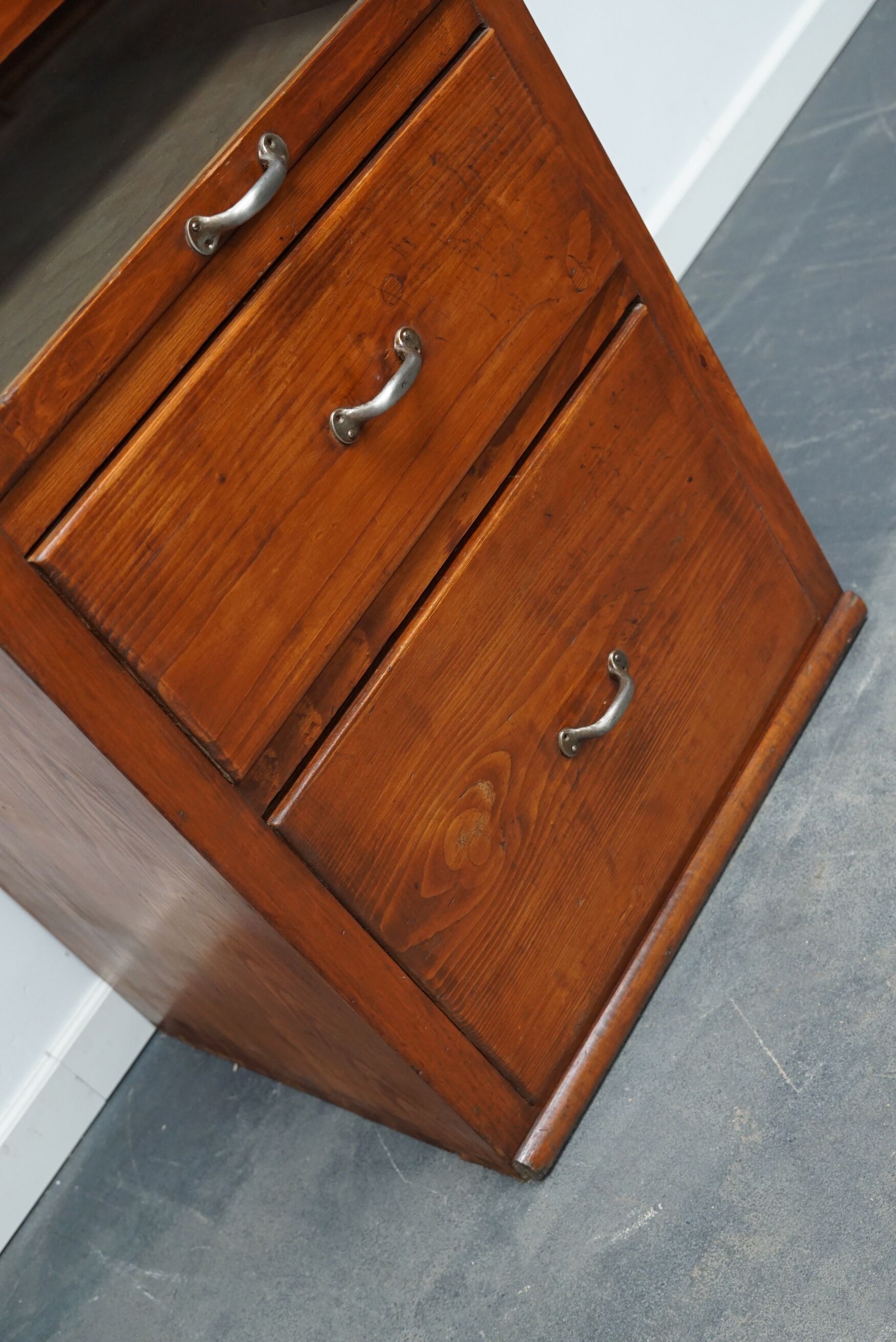 Vintage German pine haberdashery cabinet, 1950s