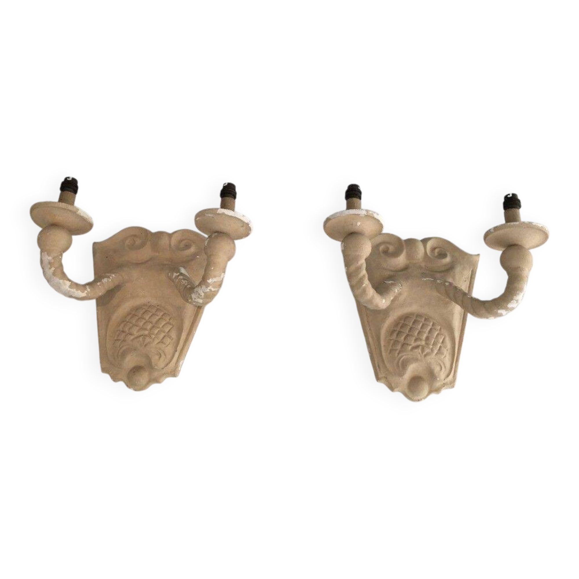 Pair of plaster wall lights