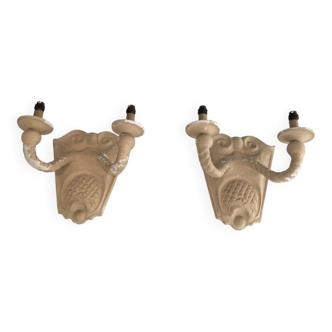 Pair of plaster wall lights