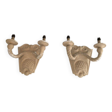 Pair of plaster wall lights
