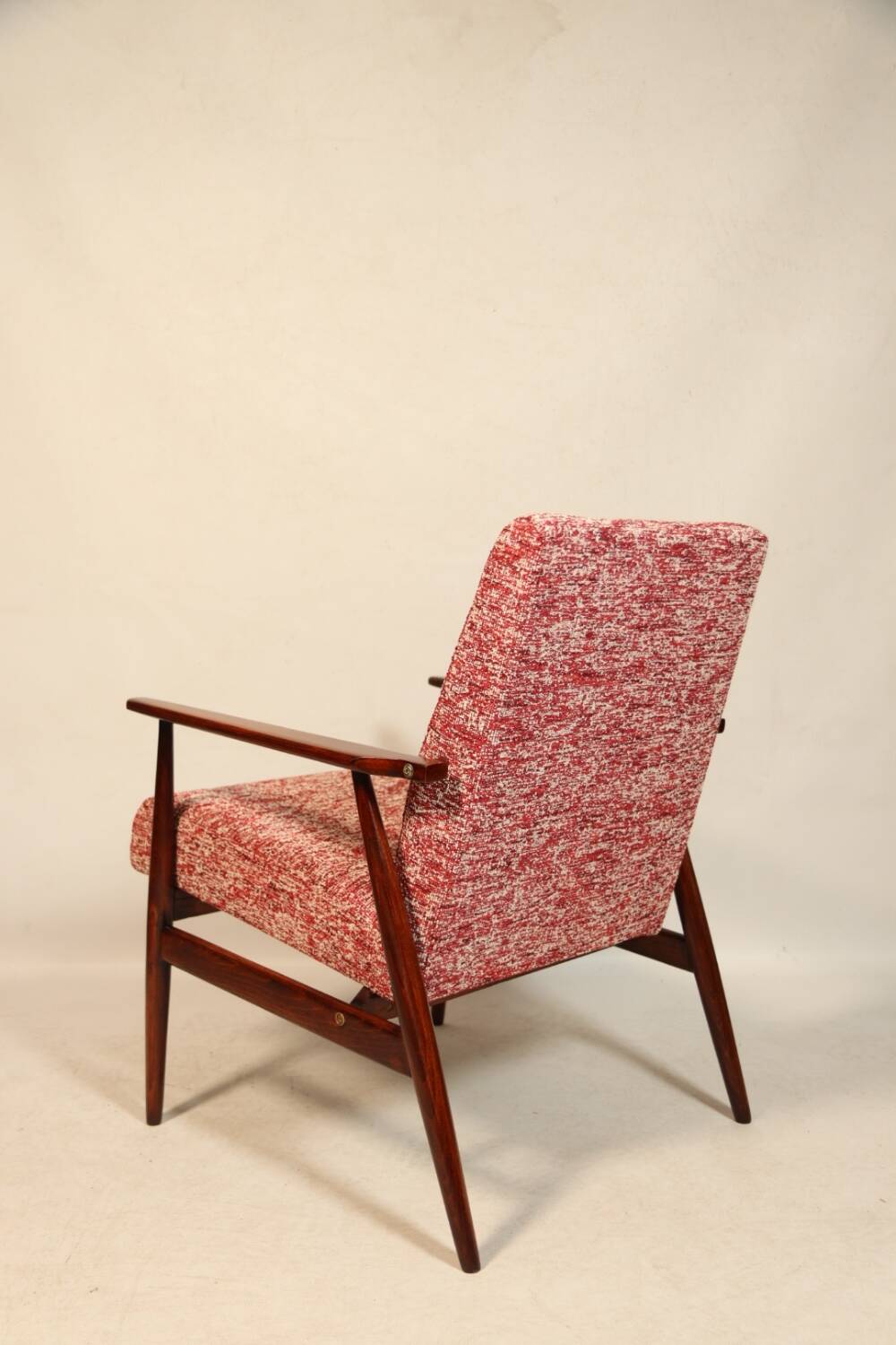 Vintage armchair and footrest red lobster Boho style fabric design by H.Lis 300-190 model