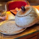 Plateau à fromage et sa cloche en grès