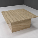 Square travertine coffee table, Italy 1970