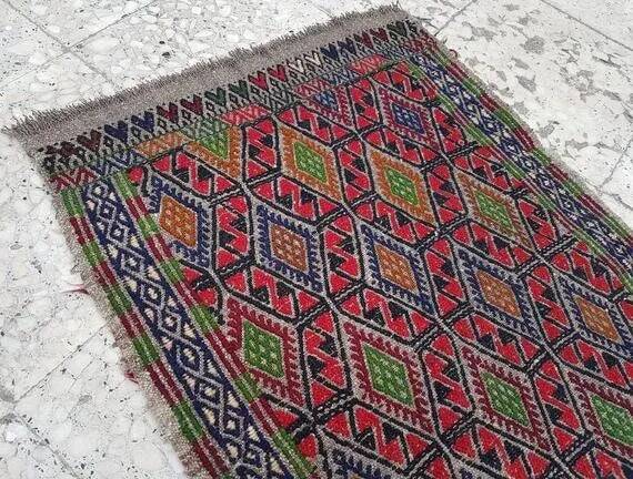 Vintage Turkish hallway rug 54x406 cm
