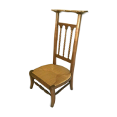 Prie dieu en merisier massif assise a fond de paille XX siècle Chaise de prière