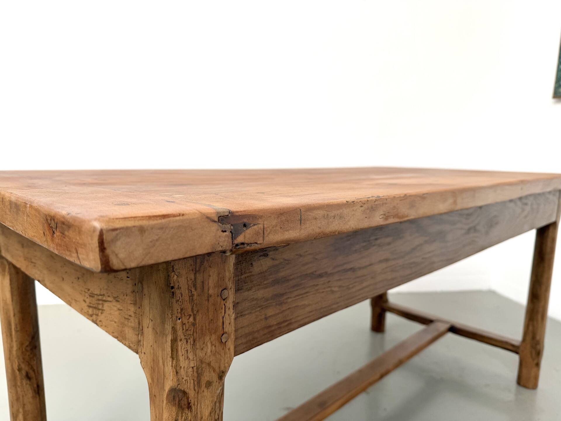 Farm table in solid cherry wood, one drawer, 1950s.