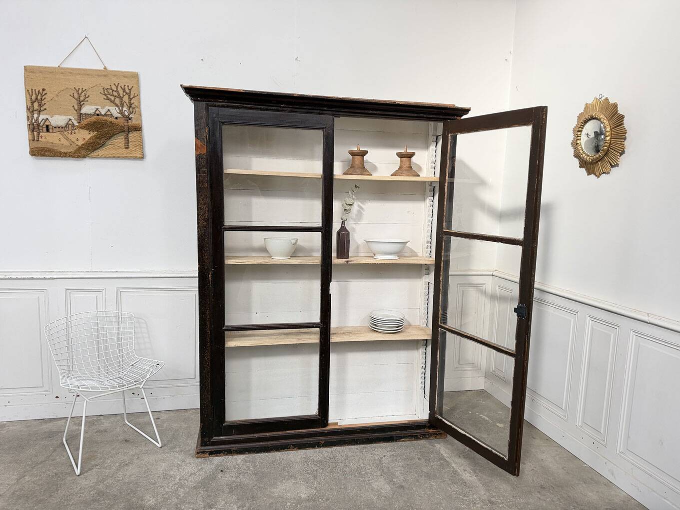 19th-century pine library