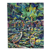 Paysage portuaire abstrait, huile sur toile