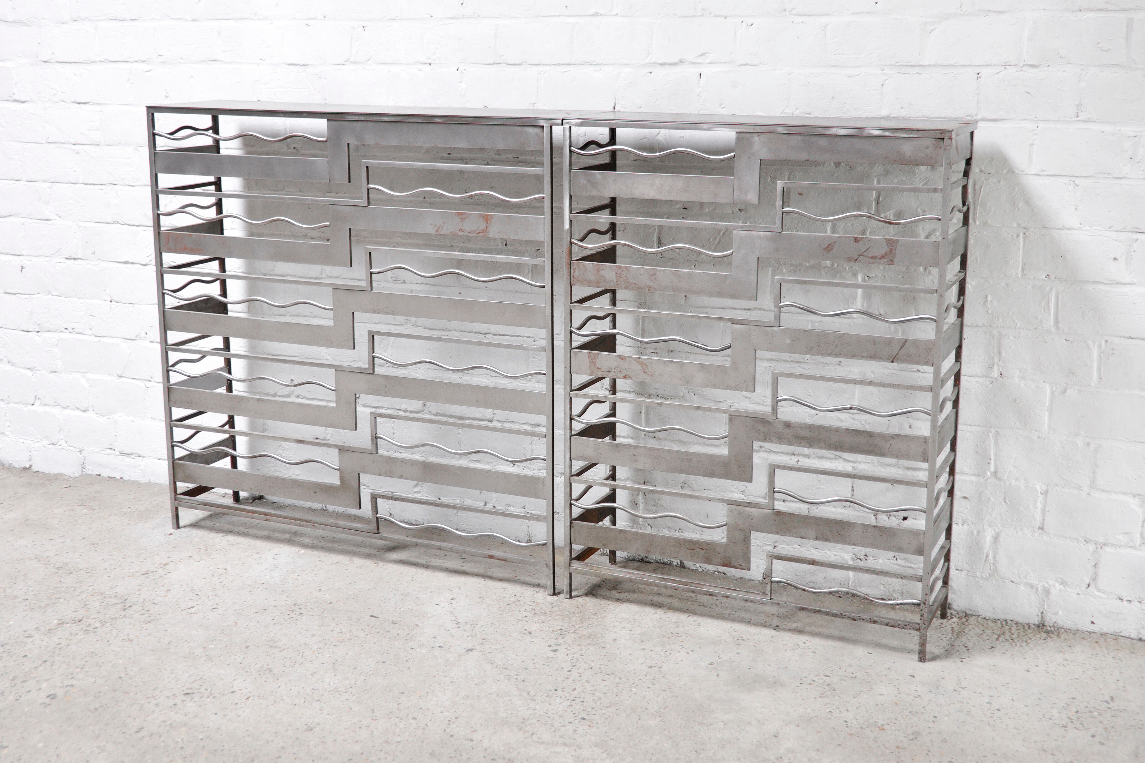 Vintage french metal geometric consoles