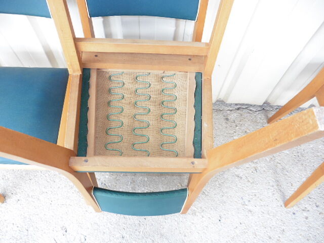Lot de 6 chaises en skaï vert  1960